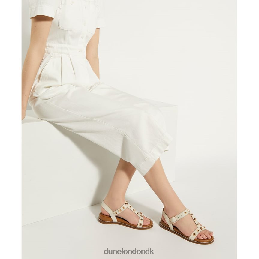 laurbær flade sandaler med komfort-fodseng i læder Dune London Kvinder ecru NXB06053