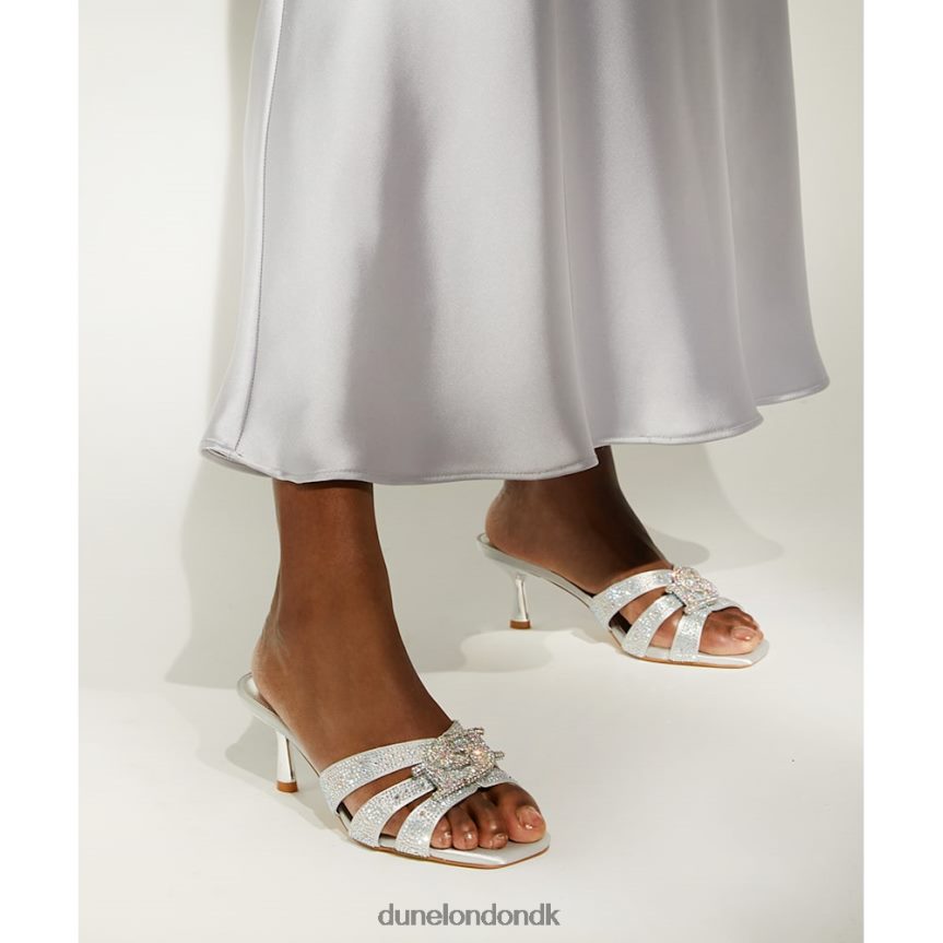 herregård mærkede diamante metalliske muldyr Dune London Kvinder sølv NXB060232