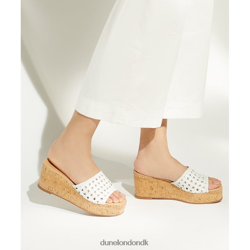 katey vævede sandaler med kork-kile Dune London Kvinder hvid NXB060122