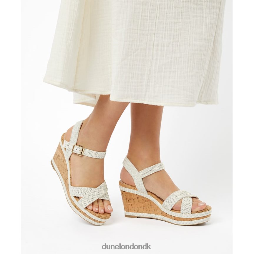 kelisa sandaler med flettet krydsrem af kork-kile Dune London Kvinder off white NXB060577