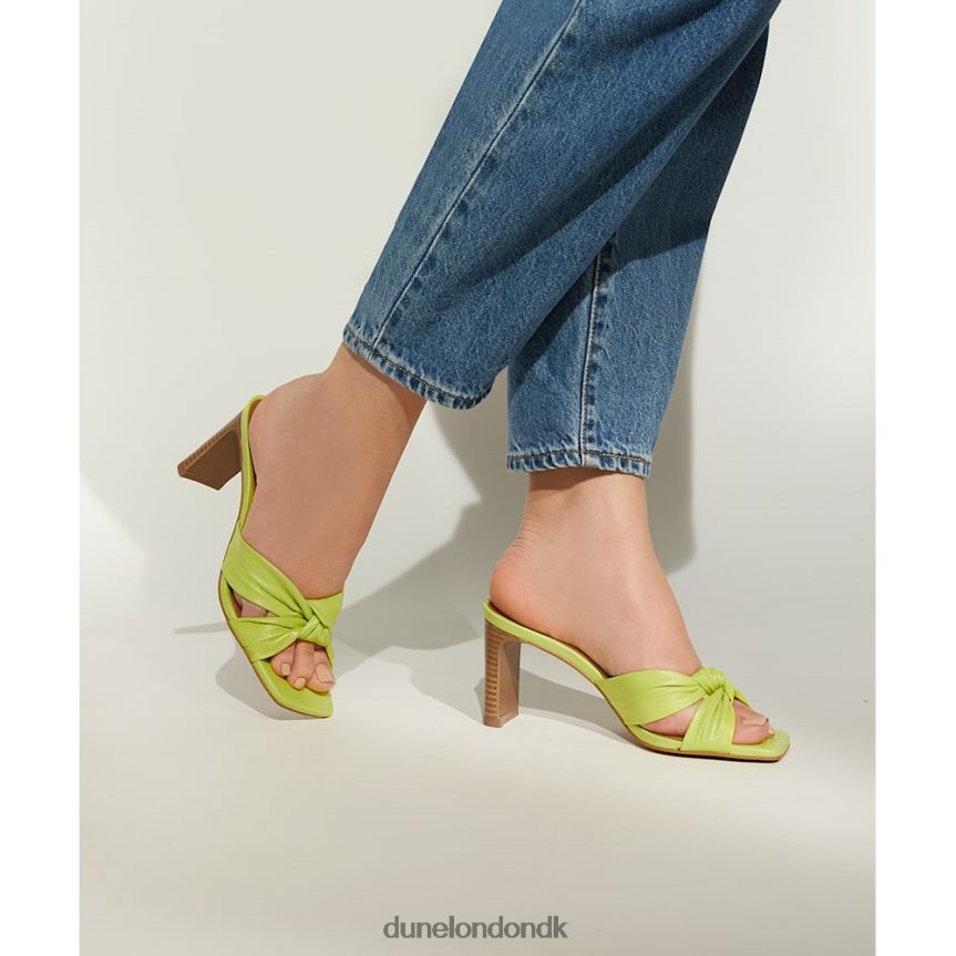 majs knude-detalje læder åben tå muldyr Dune London Kvinder lime grøn NXB06069