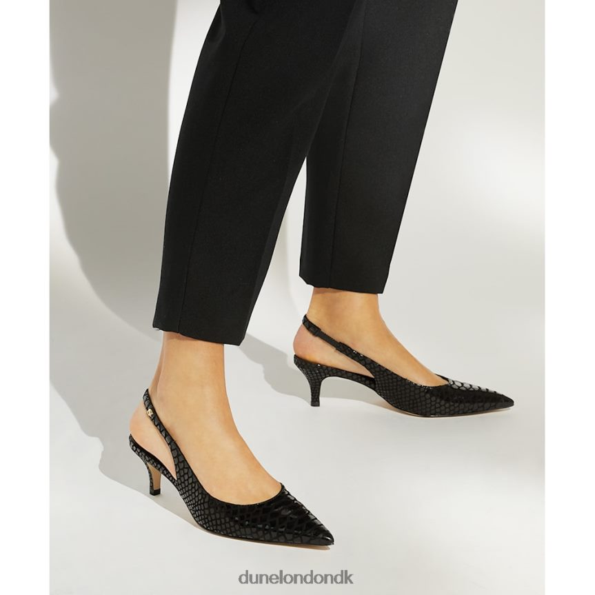 hovedstad slingback-baner i krybdyr-effekt læder Dune London Kvinder sort NXB060524