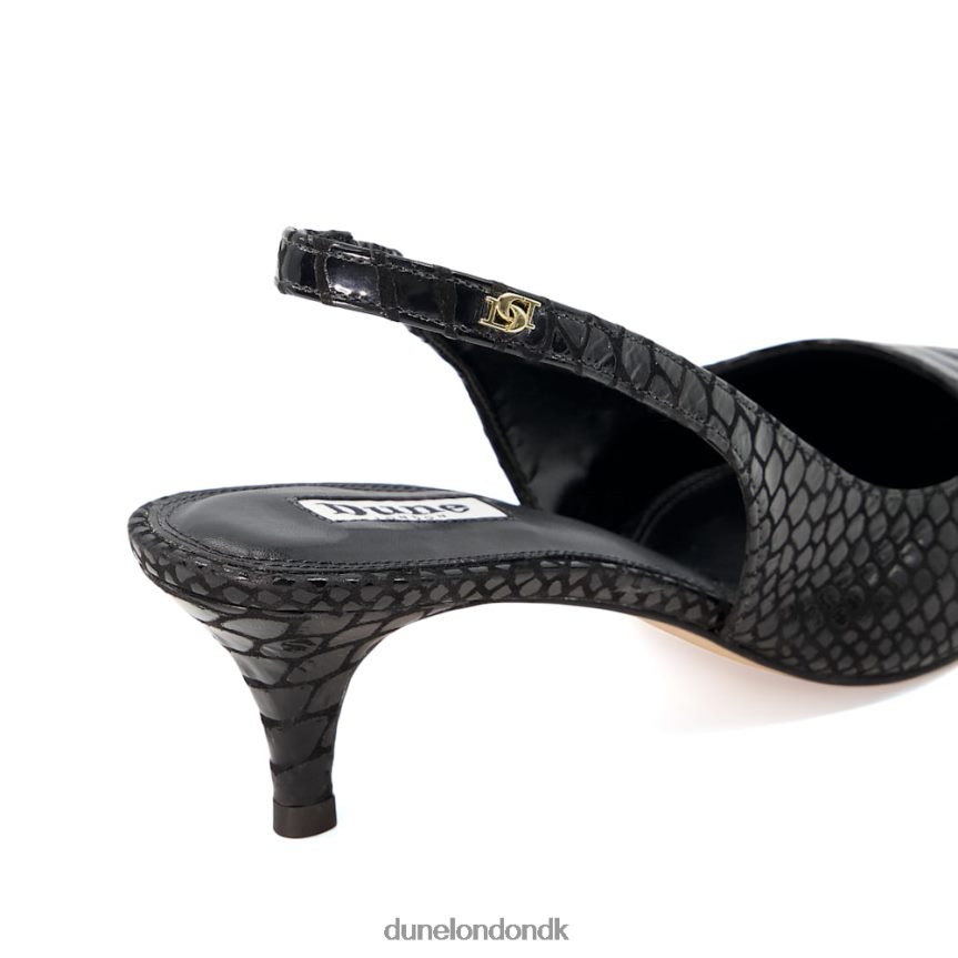 hovedstad slingback-baner i krybdyr-effekt læder Dune London Kvinder sort NXB060524