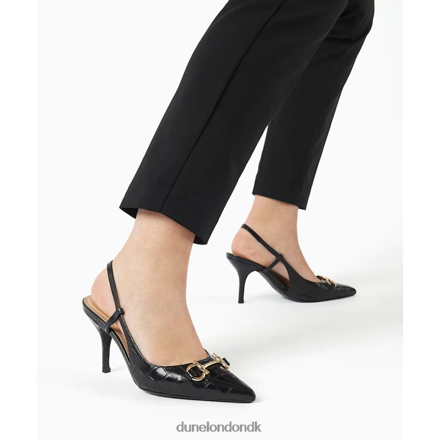klik slingback-baner med krokodille-effekt læder Dune London Kvinder sort NXB060509
