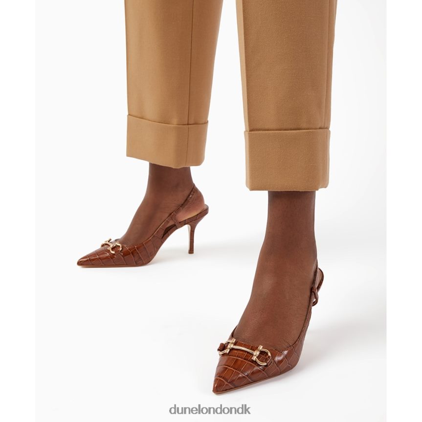 klik slingback-baner med krokodille-effekt læder Dune London Kvinder tan NXB060382