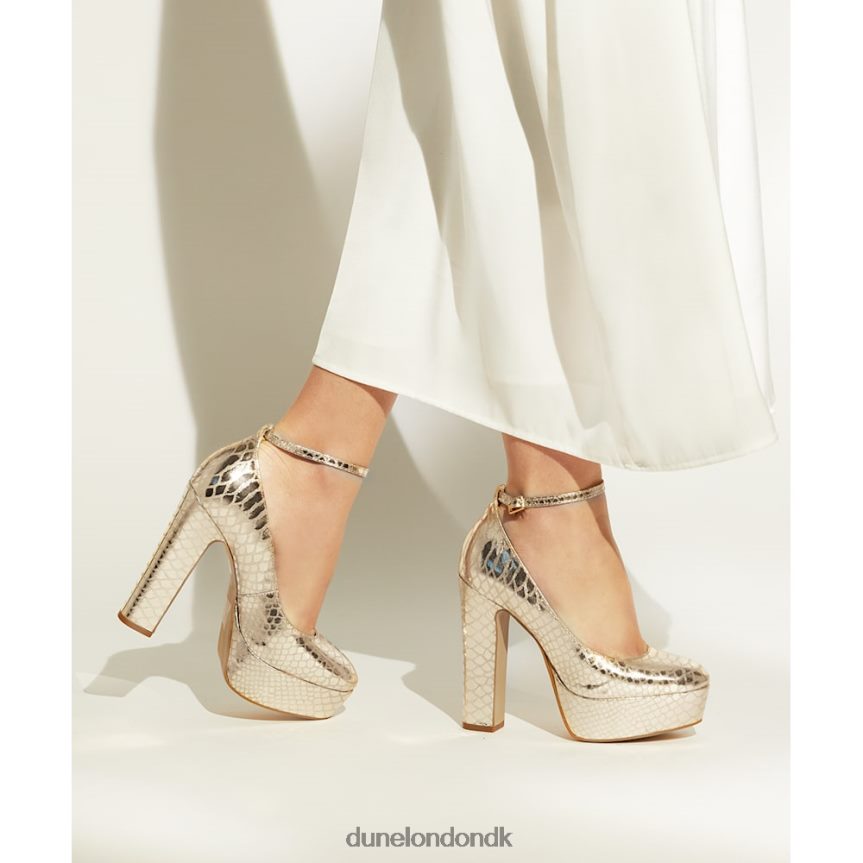kunstner ankel-rem metal-læder platform domstole Dune London Kvinder guld NXB060268