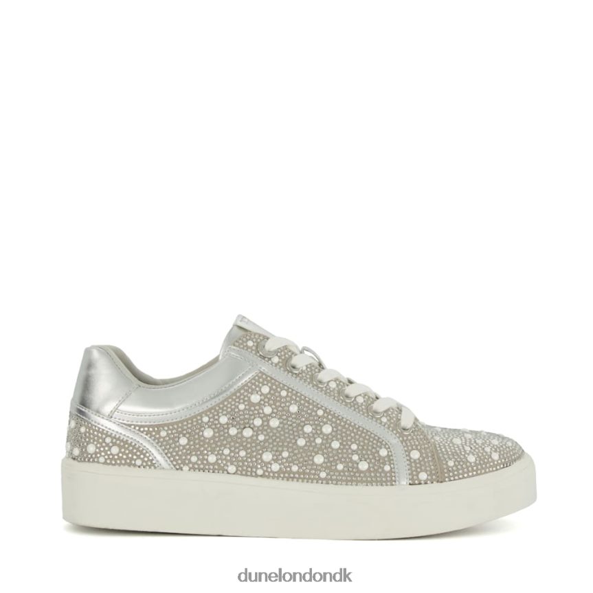 everleas metalliske sneakers med diamantudsmykning Dune London Kvinder sølv NXB060206