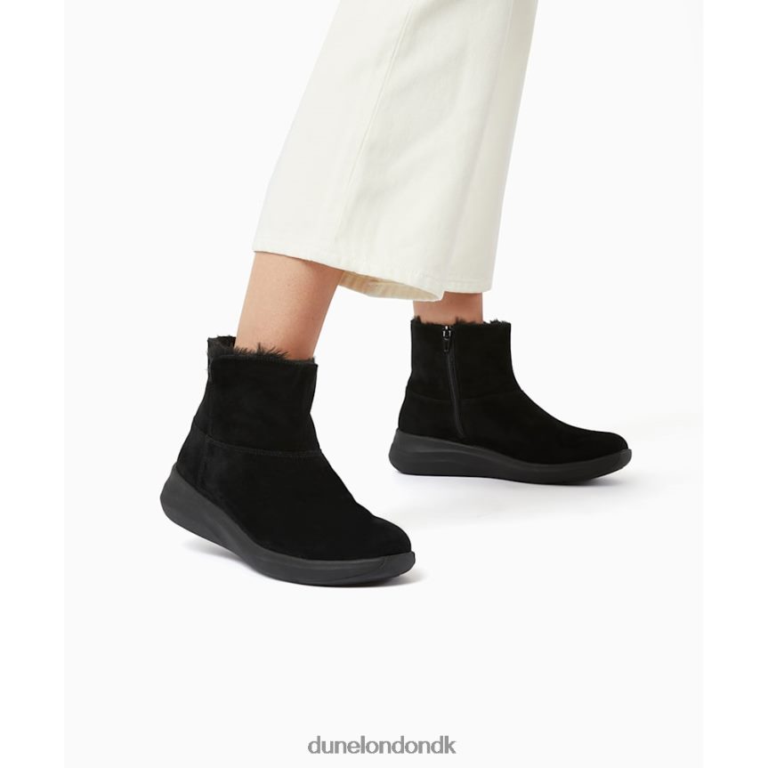 e tempo komfortable ankelstøvler foret i imiteret pels Dune London Kvinder sort NXB060574