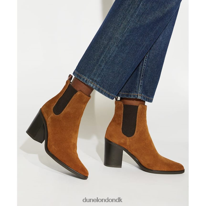 præa westernstøvler med blokhæl i ruskind Dune London Kvinder tan NXB060309