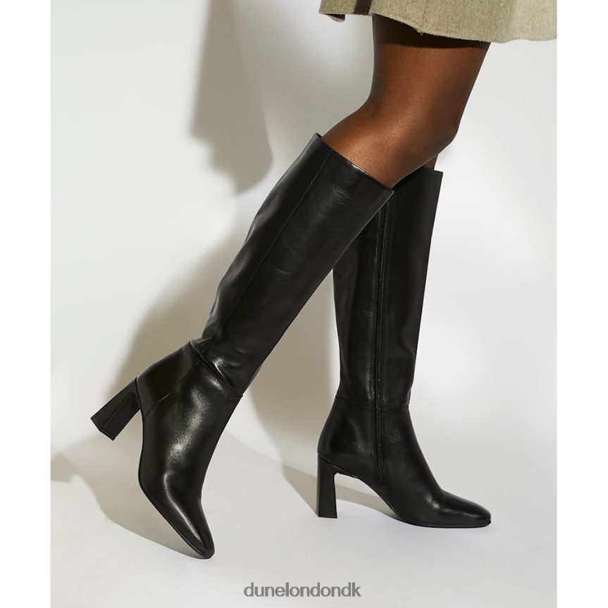 savoir knæhøje læderstøvler med høj hæl Dune London Kvinder sort NXB060304