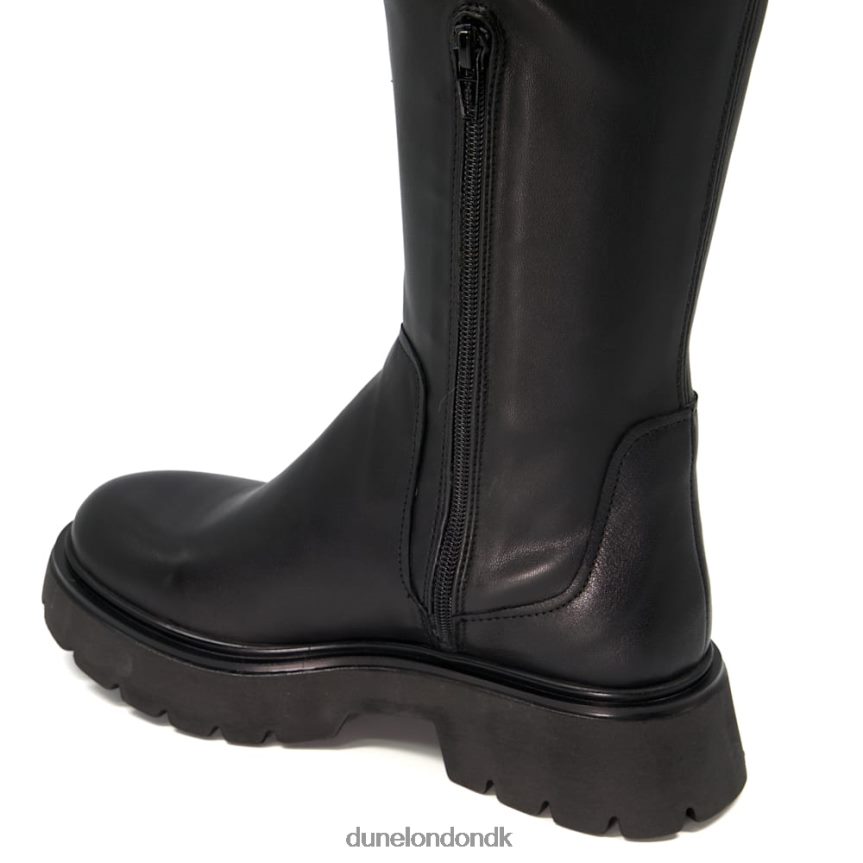 vippe knæhøje elastiske læderstøvler Dune London Kvinder sort NXB060285