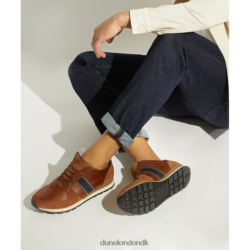 træk sneakers i læder med stribedetalje Dune London Mænd mørk solbrun NXB060707