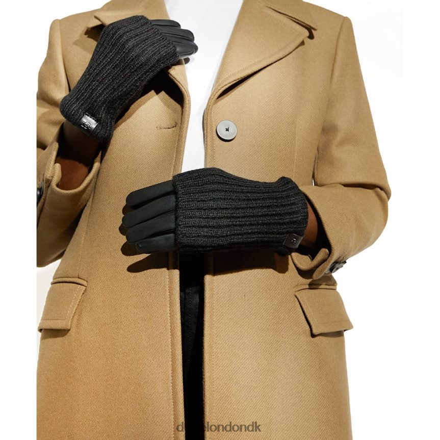 inessa strikkede læderhandsker Dune London Kvinder sort NXB060284