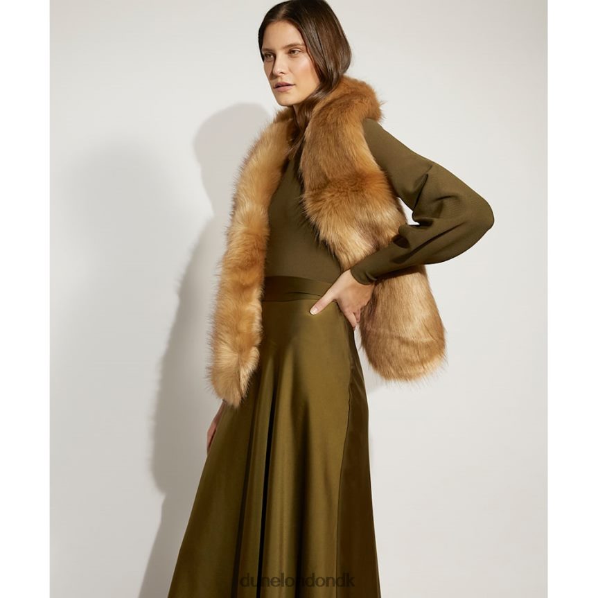 landan fluffy imiteret pelstørklæde Dune London Kvinder kamel NXB060287