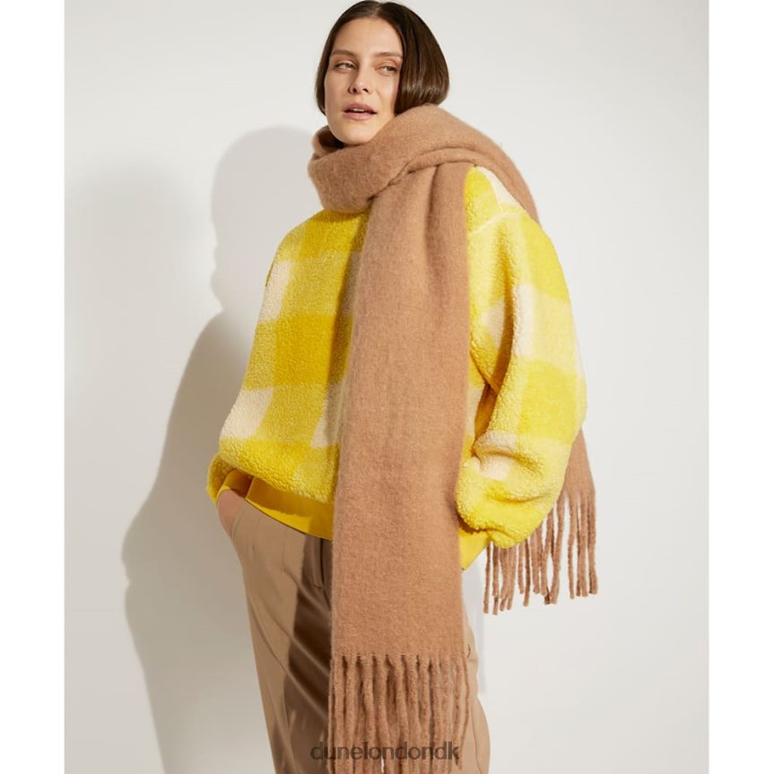 lorissa tekstureret langt tørklæde med frynser Dune London Kvinder kamel NXB060294